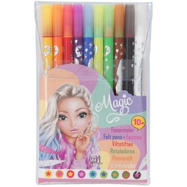 Depesche TOPModel 11398 Magic Double Fibre Tip Pen Set with Magic Pen and 9 Felt Tip Pens with Two Tips Each Pen Set for Writing, Colouring and Decorating