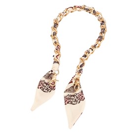Fcyonixee Silk-Wrapped Gold Decorative Bag Chain Charm Purse Strap Handle for Women, Ribbon Handbag Replacement Shoulder Scarf Strap (Cream)