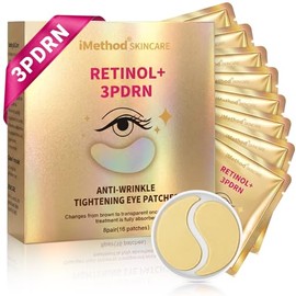 iMethod 3PDRN & Retinol Parches para los ojos, máscaras de hidrogel debajo de los ojos para ojeras, hinchazón y arrugas, con ácido hialurónico y colágeno, regalo de cuidado personal para mujeres