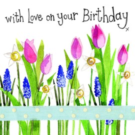 ALEX CLARK Love On Your Birthday Spring Flowers Foil Card