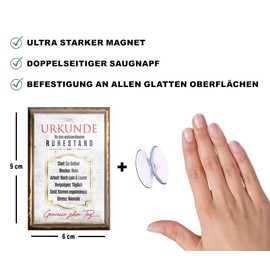 schilderkreis24 Funny Saying "Urkunde für den Ruhestand" Magnet Grandma Grandpa Grandson Decorative Fridge Magnet Humour Gift Idea Birthday Christmas 9 x 6 cm