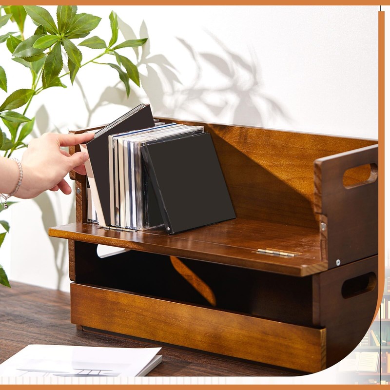 CroBlissful 2 Set Wooden CD Storage Box Holder Shelf Cassette