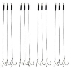 12Pcs Barbless Curve Shank Carp Hooks Hair Rigs,Pre-Tied Stainless Steel Carp Fishing Tackle with Swivels & Protective Rubber Sleeves Sizes 6, 8 & 10 for Freshwater & Saltwater Angling