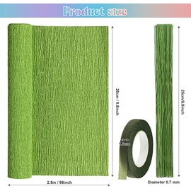 57 Pcs Crepe Paper Flower DIY Kits 6 Rolls 35g Crepe Paper Sheets 50 Pcs Floral Iron Wire 10 Inch x 8 Feet 1 Roll 50 Meter for Birthday Party Wedding(Pink Series, Green)