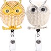 Cute Owl Retractable Badge Reel Rhinestone Badge Holder Retractable Clip