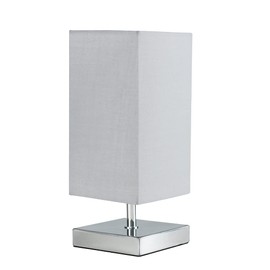 MiniSun Modern Square Polished Chrome Touch Table Lamp with a Grey Shade