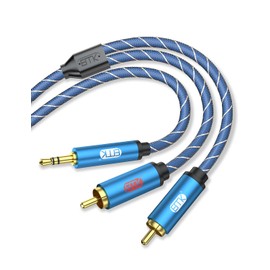 EMK rca 3.5mm Converter Cable 3.5mm Male to 2RCA Stereo Mini Plug Converter Cable RCA Stereo Audio Cable Durable Nylon Braided for Smartphones, MP3, Tablets, Speakers, Home Cinema, HDTV - Blue (1m)