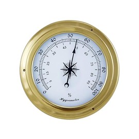 NKlaus Brass Hygrometer, 14.5 x 10 x 4.2 cm - Stylish Nautical Retro Decoration for Maritime Accents 16119