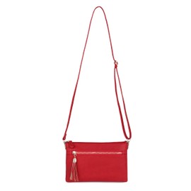 Women's Lightweight Multi Compartment Wristlet Clutch Wallet Crossbody Bag - (WU021-RED)