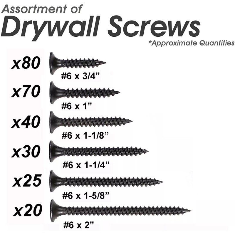 FASTENPOWER #6 Bugle-Head Coarse Thread Drywall Screws Assortment Kit, 6