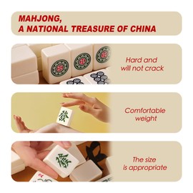 SEAMEW Professional Traditional Chinese Mahjong Set 中式麻將 - 30mm 146 Tiles Green & White Melamine with Dice,Storage Case Green
