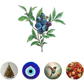 Screen Door Magnets - Patch Small Holes & Keep People and Pets from Running Into Screen Doors with Magnetic Screen Door Savers - Made in USA - Blueberries - 5.75 x 6.25 inches - Pack of 2 (1 Pair)