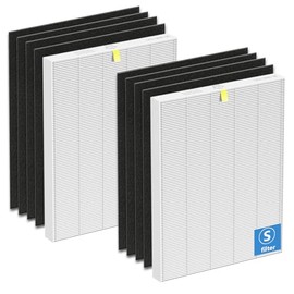 C545 Replacement HEPA Filter Compatible with Winix C545, Ture HPEA Filter S Only, Replaces Parts 1712-0096-00 and 2522-0058-00, 2 Pack H13 True HEPA Filter + 8 Activated Carbon Filters