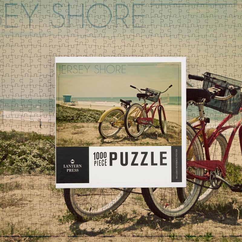 Lantern Press 1000 Piece Jigsaw Puzzle, Jersey Shore, Bicycles and