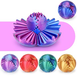 Gear Ball 3D Printed Spin Ball or Cube Fidget Toy,Gear Sphere Fidget Toy,Fidget Ball Gear Toy for Stress and Anxiety Relief, Stress Ball GearSphere Desk Toy for Adults & Kids (Purple Blue, 2.3 Inch)