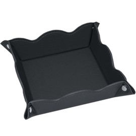 ABCHCHS Valet Tray for Men Women - PU Leather Travel Catchall Tray Organizer - Desk Bedside Nightstand Storage Box for Jewelry Key Phone Remote Controller Wallet Watch Glasses Coin Readers -Black