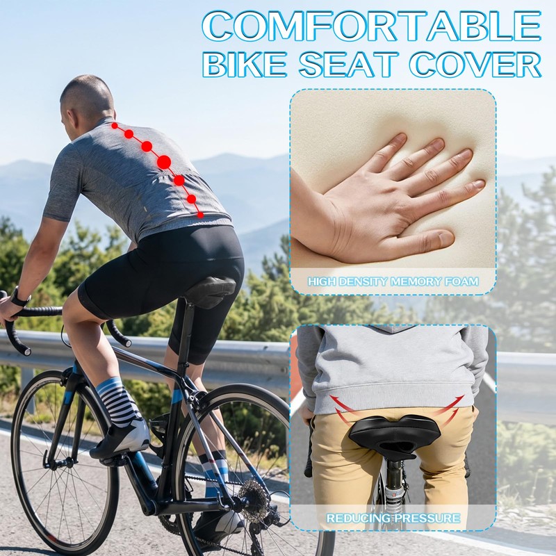 AEYINO Bike Seat Cushion Gel Padded Cover 11×7×1.2 Inch for
