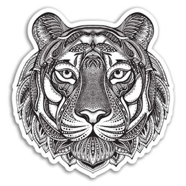 2 x 10cm Tribal Tiger Vinyl Stickers - Tattoo Big Cat Wild Sticker Laptop #18067 (10cm Tall)