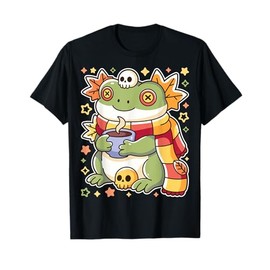 Frog Rana Drinking Hot Chocolate Spooky Creepy Frog Lover T-Shirt