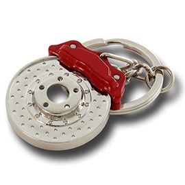 EPARTS Auto Parts Mini Spinning Brake Disc Red Caliper Style Key Chain Key Ring Accessories Key Holder