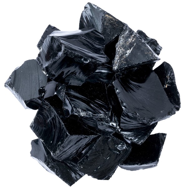 Crocon 1LB Black Obsidian Rough Bulk Natural Stone Raw Gemstone Tumbling Cabbing Polishing Gem Mining Chakra Balancing Reiki Healing Good Luck Home Office Decor