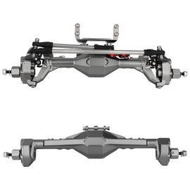 Pothyes 1/10 CNC Machined Integrated Front & Rear Portal Axle for SCX10 II VP Element Enduro 90046 90047 D90 RC4WD RC Crawler Metal Upgrade Part (Gray)