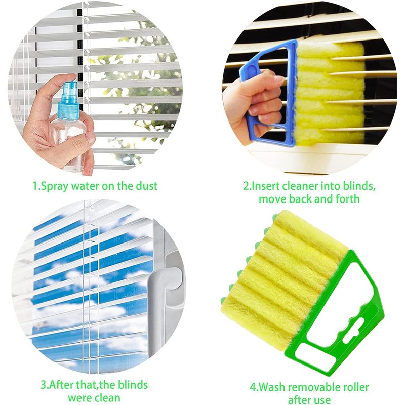2 Pcs Washable Window Blind Cleaner - Hand-Held Mini Duster