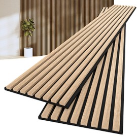 MSXTE 2-Pcs 94.5"x11.02" Wood Panels for Interior Wall Decoration,Wooden Slat Panels for Noise Reduction,Sound Panels with Solid Wood Veneer,Long Square Acoustic Panels for Home,Office,Natural Oak