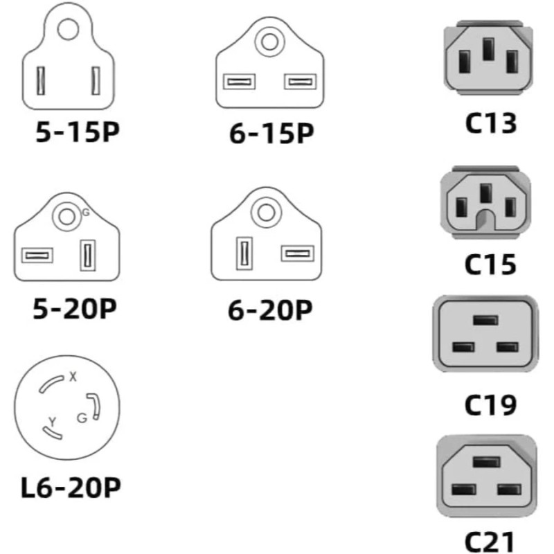 NoBrand White Universal Plug Adapter 110-250V 15A, Universal World- 6-20P