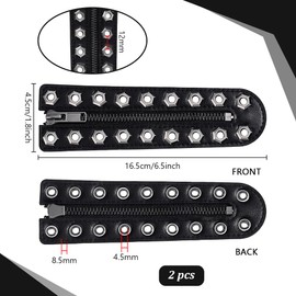 PH PandaHall 2pcs Leather Boot Zipper Inserts, 6.5 x 1.7 Inch Black Tieless Shoe Laces Eyelets Zipper Lace-in Boot Laces 9 Gunmetal Holes No Tie Shoe Laces for DIY Men Women Sneakers Laces Repair