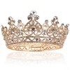 Yopay Gold Crowns, Full Round Diamond Crystal Bridal Wedding Crowns