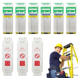 Ladder Tags, Weatherproof Access Inspection Record Kit with 3 Holders 6 Ladder Inspection Tag Inserts, Ladder Safety Tag for Indoor Outdoor Use Fits All Ladder Types Other Equipment Protect Ladder