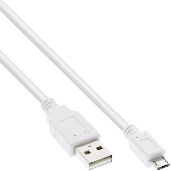 InLine® 2 m USB 2.0 A/MicroB USB A Micro B Male M/M 2 m Male White Cable USB Cable USB 2 M USB A – Micro B 2.0 MALE/MALE, White