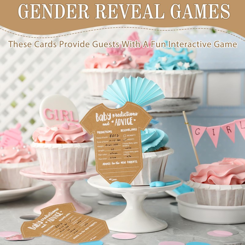 40 Pcs Baby Prediction Cards, Kraft Paper, for Predicting Baby’s
