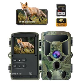 HAZA 4K WLAN Wildlife Camera with App 64MP HD Wildlife Camera with 940nm Night Vision Motion Sensor WiFi Hunting Camera with SIM Card, 120° Wide Angle, 0.1s Trigger, IP66 for Wildlife Surveillance