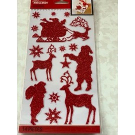 EK Success Brands JOLEE’S BOUTIQUE HOLIDAY STICKERS REINDEER AND SANTAS GLITTER STICKERS 14 PCS