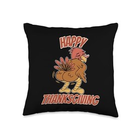 Cute Thanksgiving Eve Outfit Thanksgiving Products Turkey Happy Thanksgiving Throw Pillow, 16x16, Multicolor