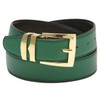 Men's Belt Reversible Wide Bonded Leather Gold-Tone Buckle GREEN/Black 38