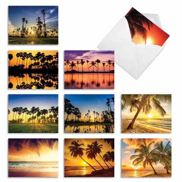 M6457OCBsl Palm Beaches: 10 Assorted Blank All-Occasion Note Cards Featuring