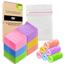 DualVertex 30Pcs Reusable Makeup Remover Cloth for Face Cleansing - 15 x 15cm Makeup Remover Microfibre Face Cloth for Everyone - Multipurpose Wipes in 6 Colors with 1x Laundry Bag