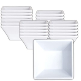 Steelite International 7064MM206 Melamine Dessert Soup Bowl, Heavy Duty Unbreakable Bar, Polar White 4" Square, 1.8" Deep 7 Oz, Tapered Classic Contemporary, 24 Set