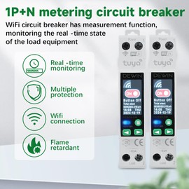 Wattive WiFi Electricity Meter DIN Rail AC 90-240V 40A Tuya Smart Meter LCD Digital AC Meter Voltmeter Energy Monitor with Overvoltage Overtemperature Overcurrent and Mains Failure Protection