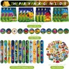 122PCS Camping Party Favors Set, 50 Stickers, 12 Mini Compasses,