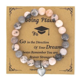 Graduation Gifts Pink Natural Stone Bracelet 2024 Graduation Gifts for Her Inspirational Graduation Bracelet Presents for Granddaughter Daughter Friends Graduation Christmas Birthday Gift Y7BYFZSL