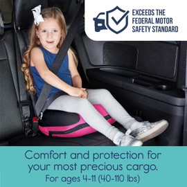 hiccapop UberBoost Inflatable Booster Car Seat | Blow up Narrow Backless Booster Car Seat for Travel | Portable Booster Seat for Toddlers, Kids, Child | Pink/Black