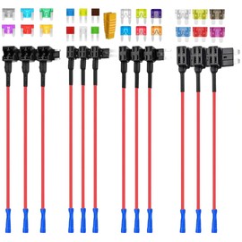 12 Pack Assorted Fuse Taps (Micro2, Mini, Low Profile Mini, Standard) & 111 Blade Fuses, Add-A-Circuit Adapter, Fuse Puller - Ideal for Cars, Trucks, SUVs, ATVs, Boats Complete Kit (12Pack)