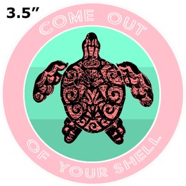 Athena Brands Tribal Turtle Come Out of Your Shell - Car Truck Window Bumper Sticker Decal - Surf Shack Pink