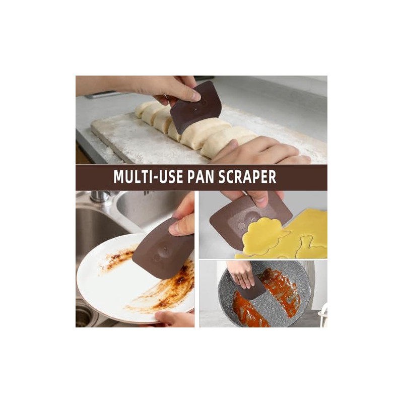 Pan Scraper 6-Pack, Plastic Cleaning Tool for Pots and Pans,