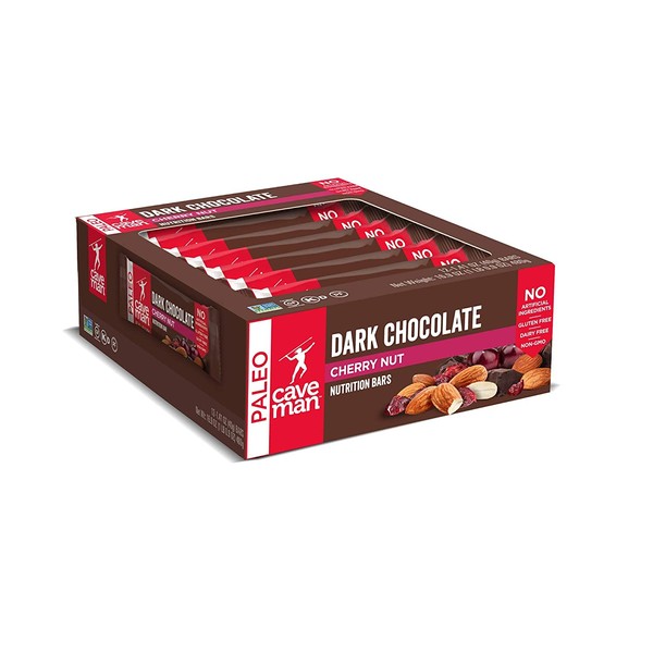 Caveman Foods Paleo-Friendly Nutrition Bar Dark Chocolate Cherry Nut, 1.4 Ounce (12 Count Box)