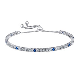 Amberta Lumini Women's 3 mm Tennis Bracelet 925 Sterling Silver with Zirconia, Sterling Silver